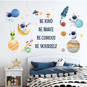 Space themed Wall Stickers Inspirational Quote Peel and Stick Wall Art Decals
